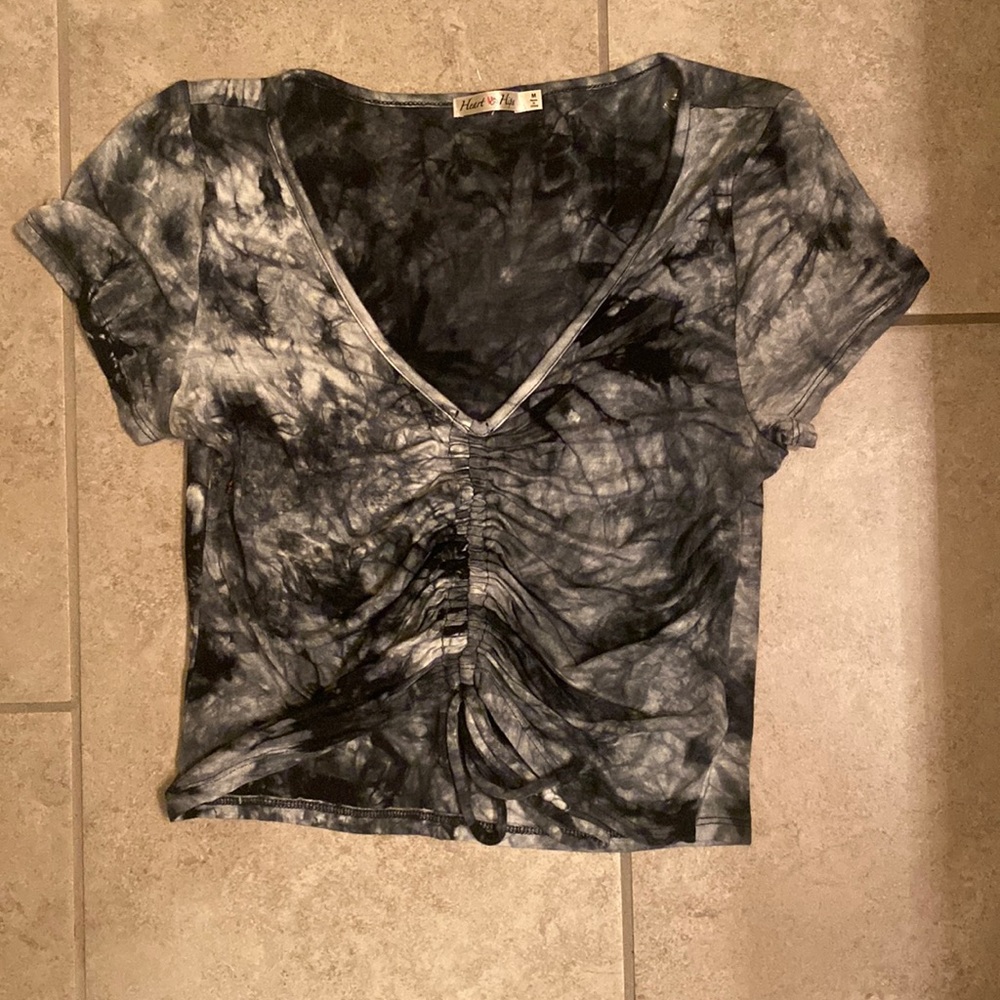 Black and white marble cropped shirt